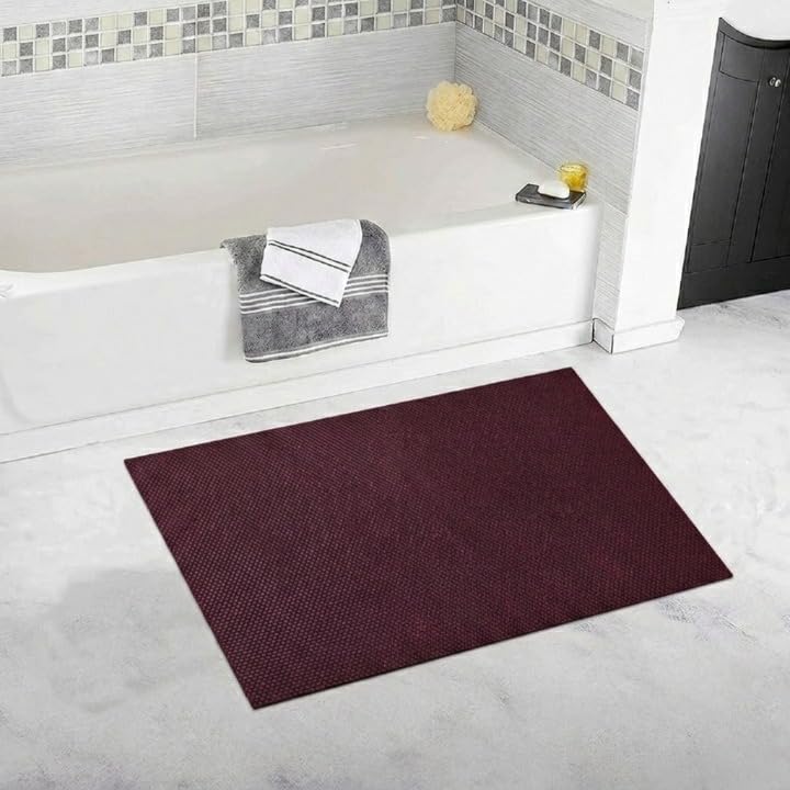 Image of TIB Anti Skid & Multipurpose PVC Rubber Mat for Floor, Swimming Pool Mat, Shower Mat, Carpet, Rainmat, Bathroom Mat, Waterproof Entrance Doormat, 2X2 Feet Wine