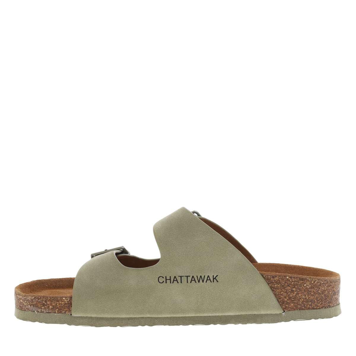 Chattawak - Mules FEMME vertes et à boucle à ardillon