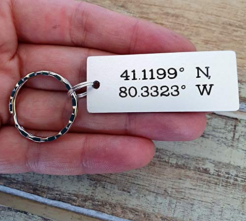 Coordinates, Personalized, Couples Keychain, Engraved, Husband, Boyfriend Gift, Long Distance Relationship, Love, Latitude Longitude