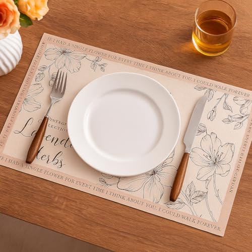 Image of YELONA Leather Dining Table Placemats Set of 2 - Waterproof, Heat Resistant, Anti-Slip, Easy to Clean Table Mats for Dining Table, Kitchen & Home Decor (Pastel Blush, 40 x 30 cm)