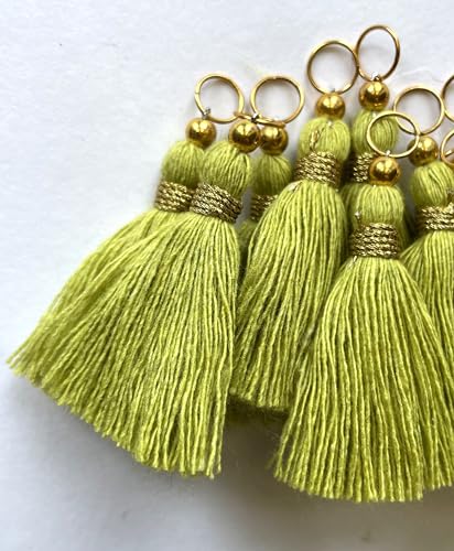 Image of Zippy Flora 1.5 Inch Cotton Handmade Tassels | Decorative Saree Blouse Dupatta DIY Craft & Home Decor Accessories (Pack of 12, Elegant Olive Green)