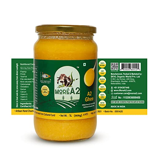1 L More A2 Ghee | 100% Handcrafted | Bilona Ancient/Ayurvedic Hand Churning Method | Prepared Utilizing Natural Source Of Energy #TOP1