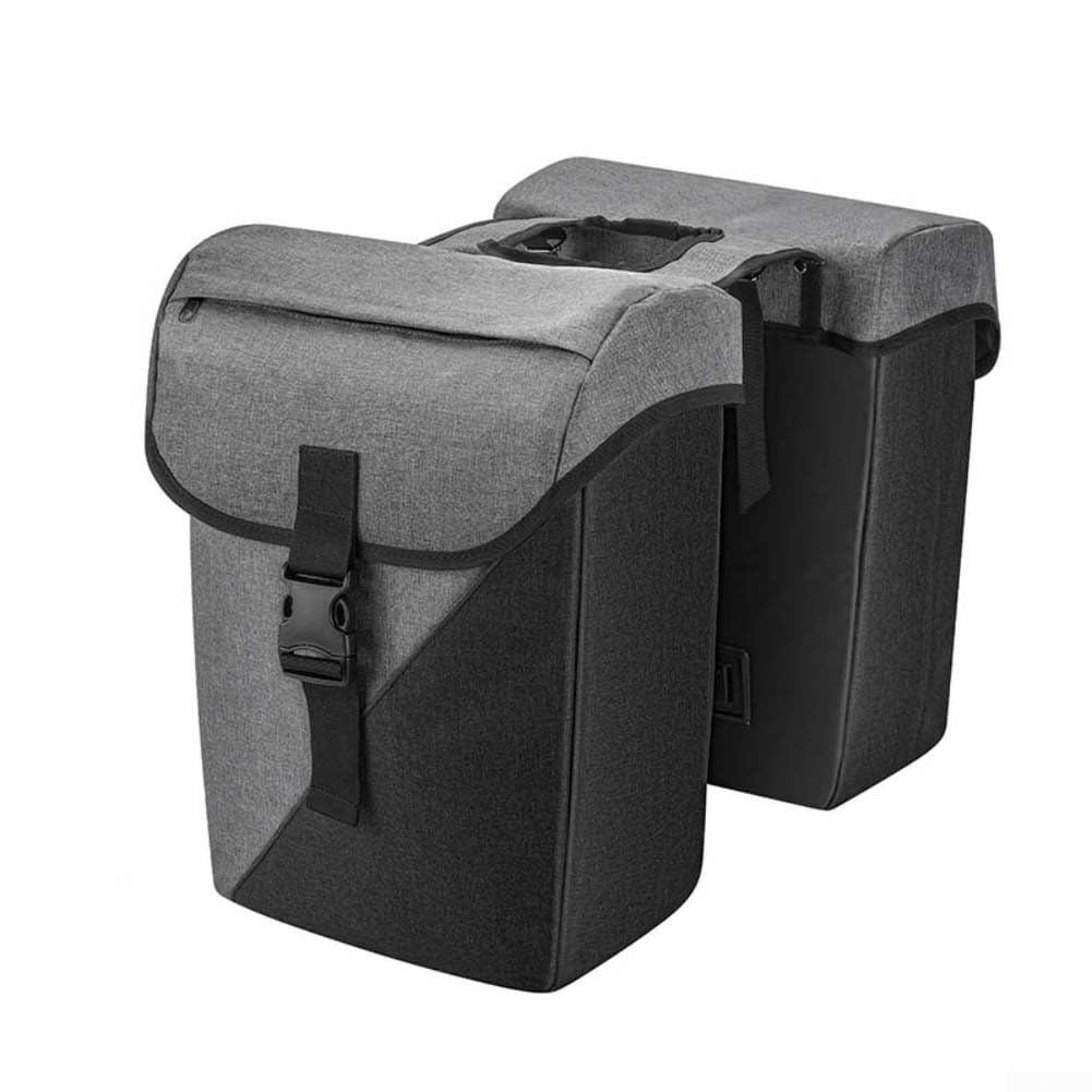 Fahrradgepäcktasche, 32 l, Doppelschale, wasserdicht, für Mountainbike-Gepäckträger, Pendeln, Reisen, rutschfest, Nylon-Aufbewahrung, Schwarz / Grau (Schwarz und Grau)