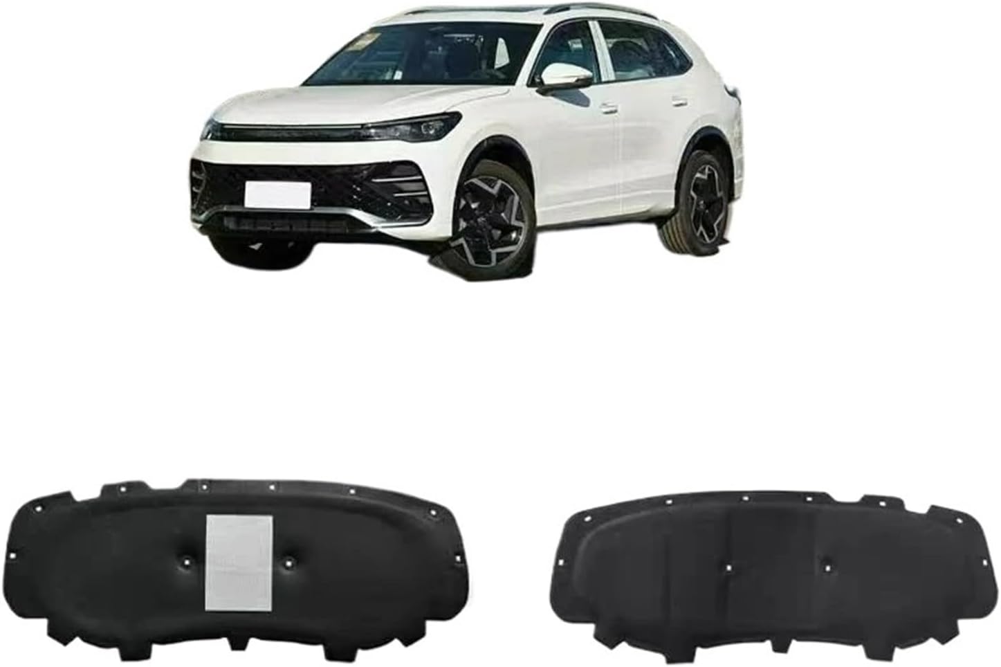 Heat Sound Insulation Cotton Front Hood Engine Firewall Mat Pad Cover Noise Deadener Compatible For VW Tiguan MK2 2017-2024(B 1PCS)