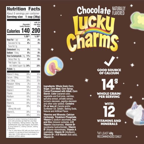 Image of Lucky Charms Chocolate Kids Breakfast Cereal with Marshmallows, 10.6 oz