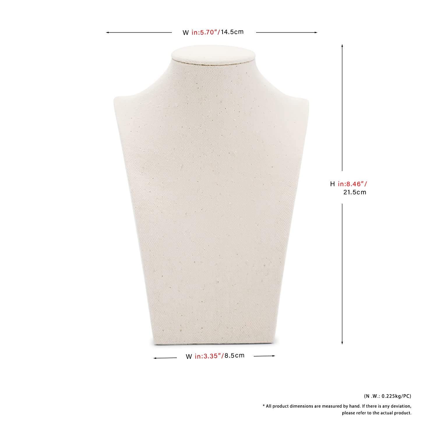 Espositore Per Collane 3D In Lino - Busto Portagioie Organizzatore, Ideale Per Mostre E Casa (Altezza 21,5 Cm)