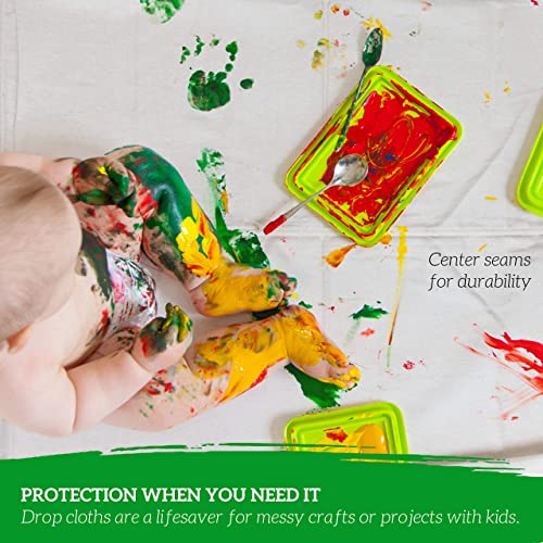 Image of GREEN LIFESTYLE 12x15 Canvas Drop Cloth Tarp - Cream, Water Resistant - Perfect for Painting, Renovation & Construction