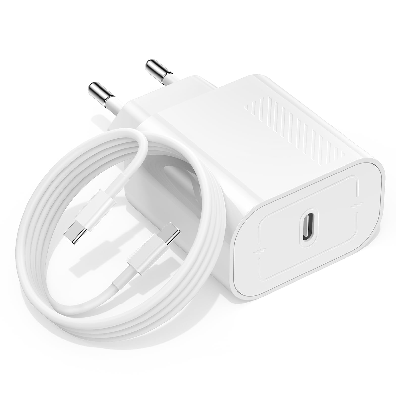 Cargador Carga Rápida USB-C para iPhone 17 16 15 & Cable de Carga Rápida 2M - Adaptador de Enchufe 20W Compatible con iPhone 16e,16/15 Plus,17 Air, 17/16/15 Pro, Pro MAX, Pad — view 8