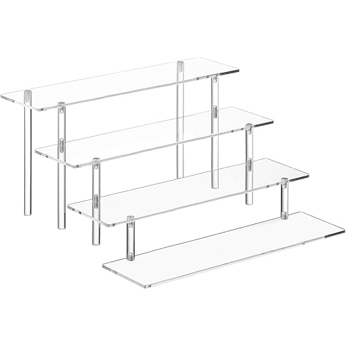 4 Tier Acrylic Perfume Organizer Stand, Clear Display Risers for Perfume, Cologne, Cosmetic, Skincare, Funko POP, Dessert Display, Cupcake Stand Holder