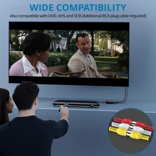 Image of AUTOUTLET RCA to HDMI Converter, AV to HDMI Adapter with 4:3 /16:9 Aspect Ratio Switch, Supports 1080P /720P, Includes 1.5ft HDMI Cable for Retro Game Consoles (PS1, PS2, Wii, N64, DVD, VHS, VCR)