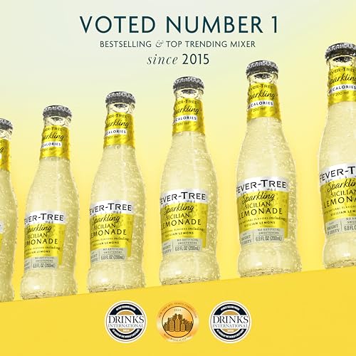 Image of Fever-Tree Sparkling Sicilian Lemonade - Premium Soda Mixer for Cocktails and Mocktails, 6.8 fl oz Bottles, Pack of 24 - Naturally Sourced, Non-GMO