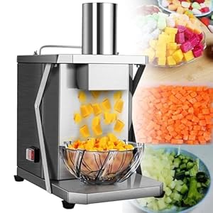 Commercial Vegetable Dicer Electric Fruit Dicing Machine Heavy Duty Stainless Steel Electric Carrot Potato Onion Granular Cube Cutting Shredder Food Processor