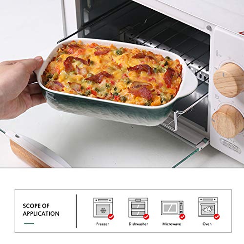 BonNoces Porcelain Baking Dish, Small Rectangular Pasta Lasagna Pan, Individual Casserole Bakeware with Handle, for Oven Kitchen Cooking, Set of 3, Assorted Colors - Thumbnail 4