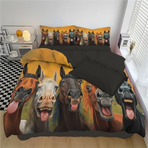 Housse de couette 200x200 cheval avec 2 taies d'oreiller - 7