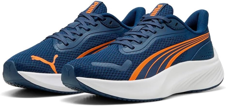 PUMA Pounce Lite JR basket de sport bleue et orange respirante taille 37.5