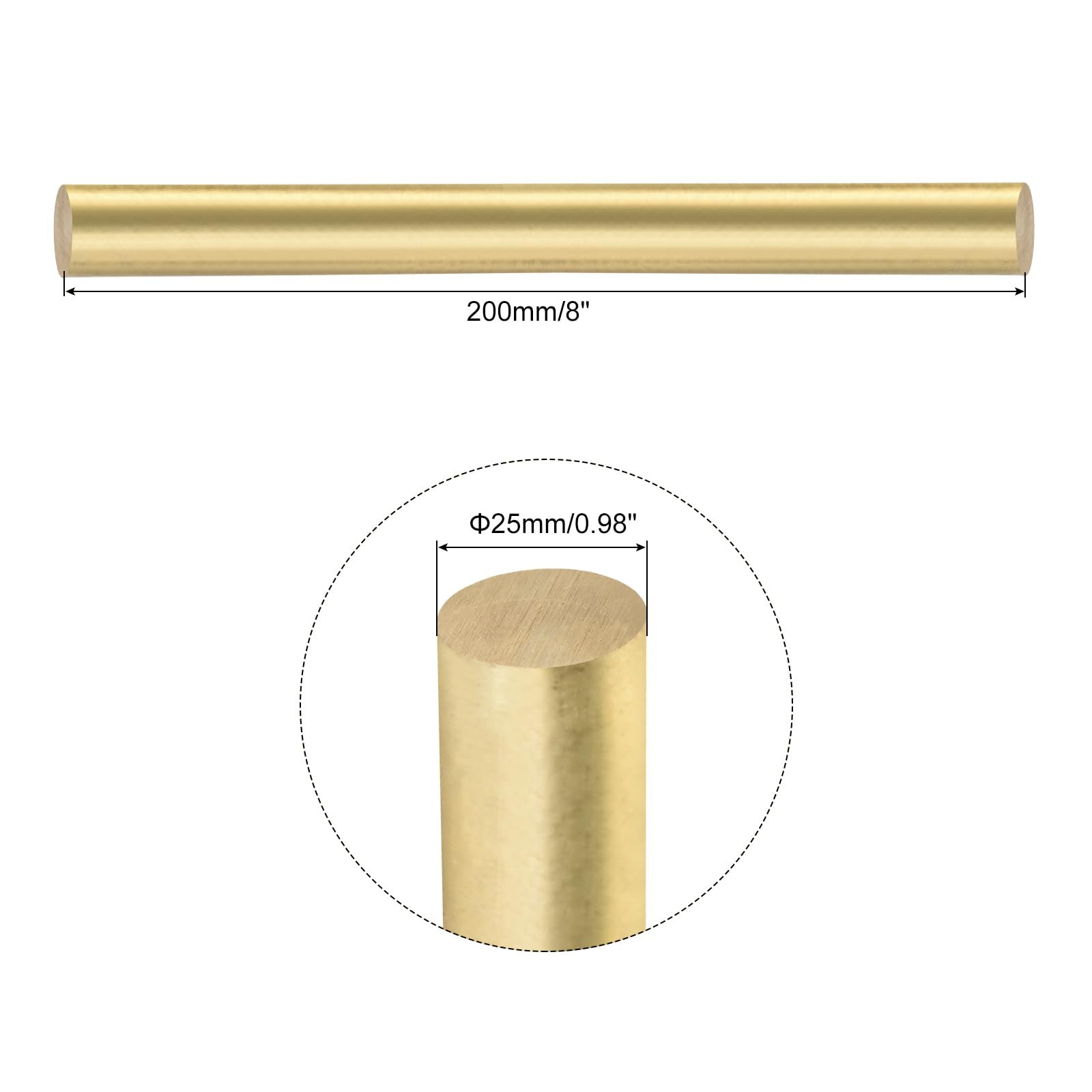 Pręt Okrągły Mosiądzny 25mm x 200mm QUARKZMAN do Toczenia Rękojeści Noży Modelarstwo