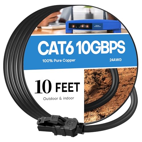 Cable Ethernet Cat 6 Plano RJ45 10 pies miniatura 1