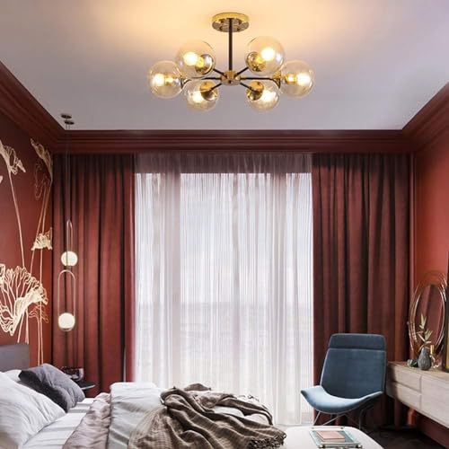 Image of Wall Lamp Chandelier Pendant Light, Home Decor for Bedroom, Living Room, Hallway, Cafe, Hotel, Restaurant (6 Light Amber Mix Hanging LAMP with LED Bulb Pack of 1)