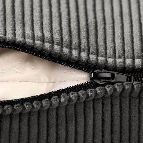 Image of Encasa XO Corduroy Cushion Covers, No Inserts, Set of 2, Dark Grey