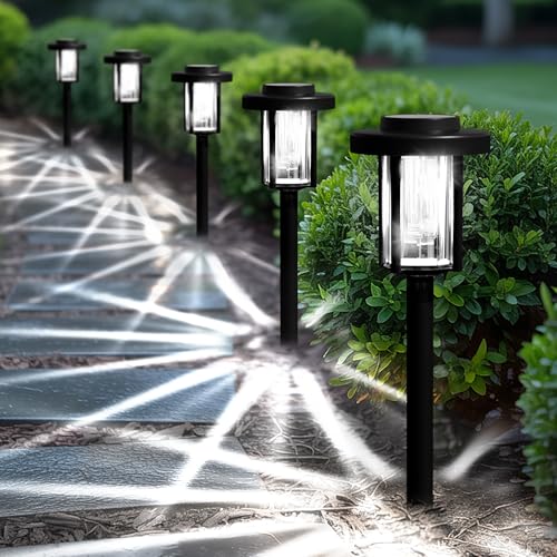 Solpex Solarlampen für Außen, 6 Stück LED Solarleuchten Garten Deko, wasserdichte solarbetriebene Wegbeleuchtung für Garten, Terrasse, Landschaft, Gehweg, Weiß