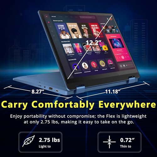 Image of Lenovo IdeaPad Flex 3i Chromebook 12.2 inch 2K Touchscreen 2-in-1 Laptop, Intel Processor N100, 4GB LPDDR5, 352GB Storage(64GB eMMC&288GB Docking Station), Intel UHD Graphics, HD Camera, Chrome OS, Blue
