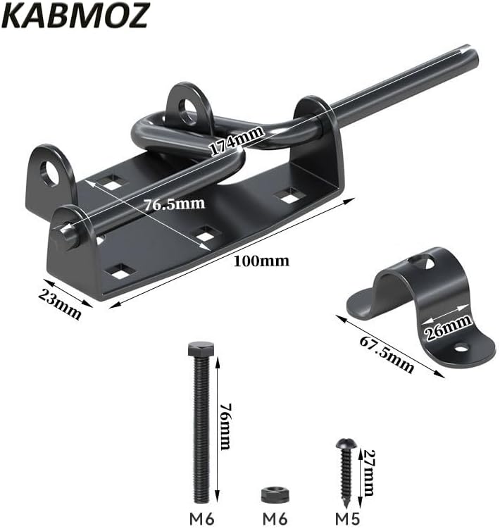 Miniatura 6 de Pestillo de puerta de perno deslizante, cerradura de puerta de valla de madera con orificio para candado, hardware resistente para valla de madera,