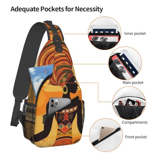 Bolso Cruzado African Woman para Hombre y Mujer Negro miniatura 4