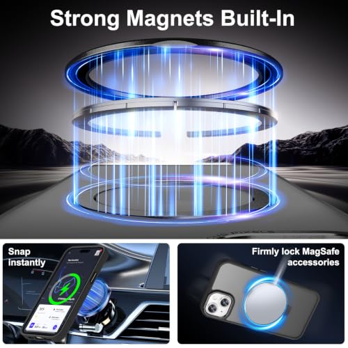 Lufanbis Magnetic for iPhone 15 Case with Ring Stand, Space Black - image 2