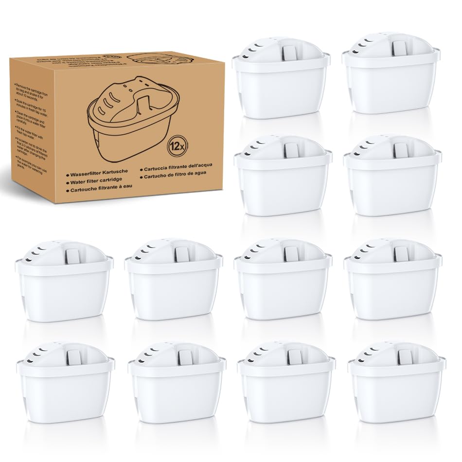 Mutital Cartuchos de filtro de agua de repuesto para filtro de agua Brita Maxtra + Cartuchos de filtro, Aquaphor, Cartuchos de filtro compatible con jarra Brita (12 unidades)