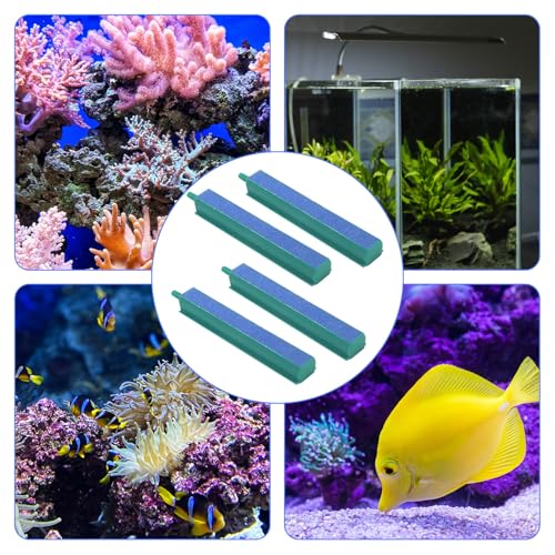 Image of Gosknor 4pcs Aquarium Air Stone Bar Bubbler, 4in Sand Bubble Stone with Plastic Base for Aquarium Fish Tank Diffuser Ideal Air Pump Accessories for Fish Tank Bucket Hydroponic System