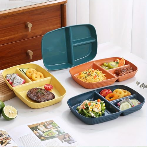 Image of Unbreakable Wheat Straw Dinnerware Microwave and Dishwasher Safe Bpa Free and Healthy Plates for Steak, Pasta, Sushi, Side Dish, Fruit, Appetizer, Cake, Dessert, Salad (Random, Pack of 4)