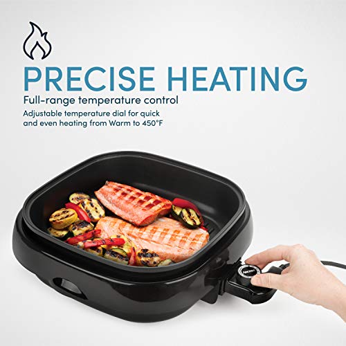 Aroma Housewares Asp-218B Grillet 4Qt. 3-In-1 Cool-Touch Electric Indoor Grill Portable, Dishwasher Safe, With Nonstick Pan & Tempered Glass Lid, Black #TOP3