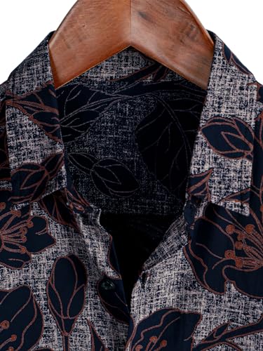 Image of JOTOOK Mens Hawaiian Shirt Short Sleeve Button Down Tropical Shirts Casual Floral Summer Beach Shirt