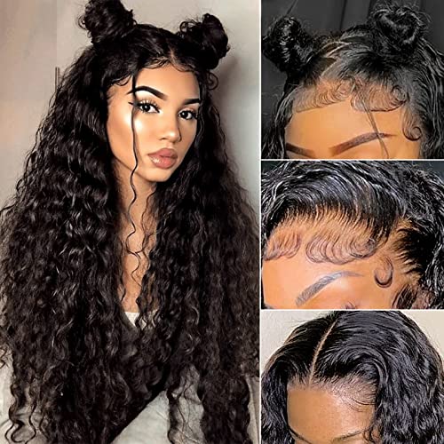 Oxeyegirl Water Wave 4x4 lace Wig Human Hair Brazilian Glueless Human Hair 150% Density… (26 Inch, 13x4 water)