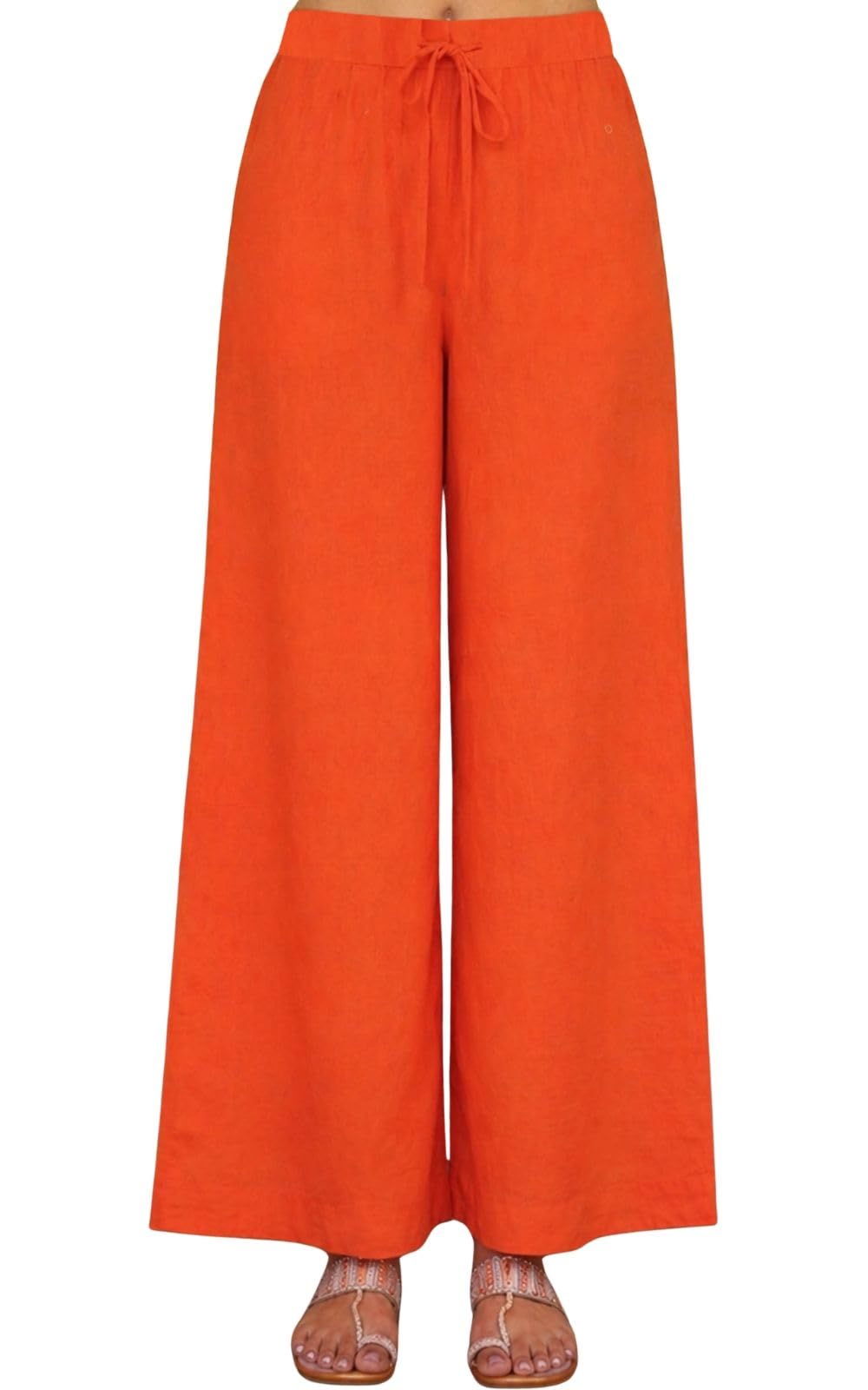 Soft Cotton Rust Orange Solid Festival Wear Trousers for Women-image-17