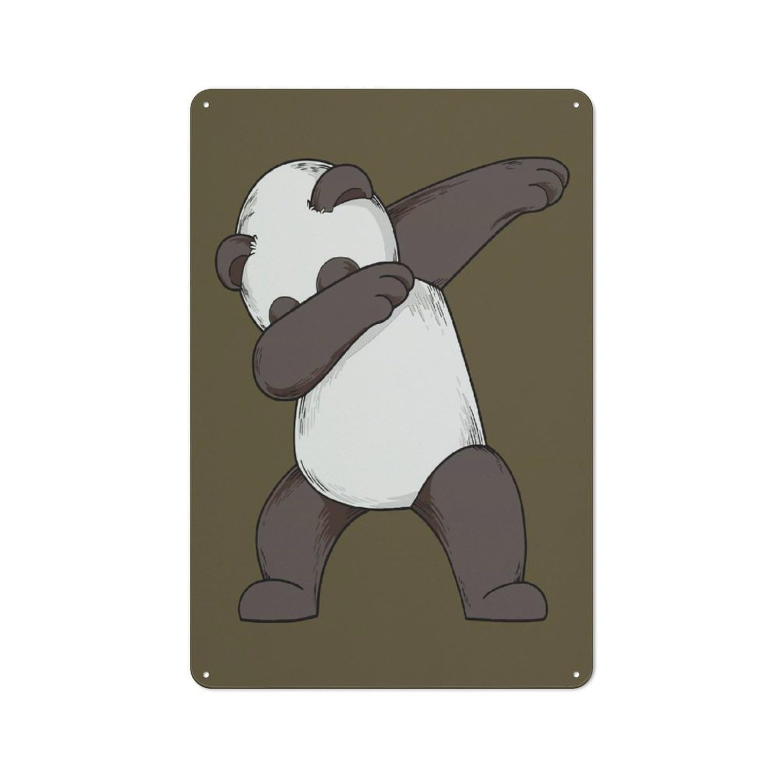 Junmoney Style-13 Decorative Metal Sign With Dabbing Panda Design 30X20cm, Retro Bistro Wall Plaque For Coffee Bar, Kitchen, Bistro Or Tea Corner