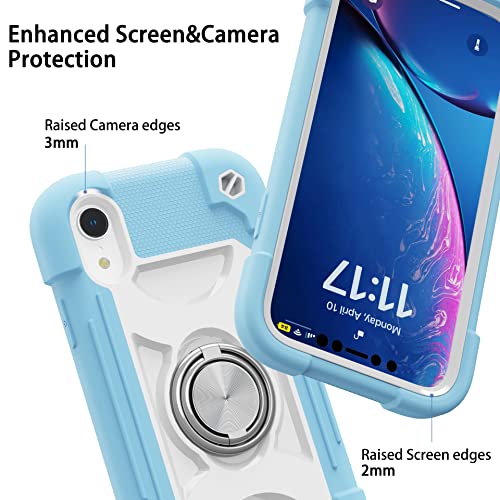 Image of MARKILL Compatible with iPhone with Built-in 360Rotating Ring Stand, Military Grade Drop Protection Full Body Rugged Heavy Duty Case Durable Cover (Ice Blue, iPhone XR 6.1 inch)
