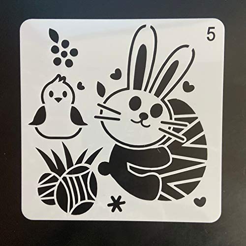Milisten 16 folhas Estêncil de Páscoa Modelos de Coelho Feliz Páscoa Estêncil de Plástico Desenho Es