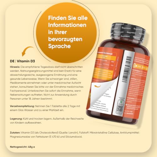 WeightWorld Vitamin D3 2000 I.E. - 400 Tabletten -  1 Tablette alle 2 Tage – Ansicht 4