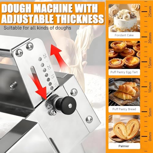 Laminadora de masa manual regulable de acero inoxidable con rodillo plegable 7