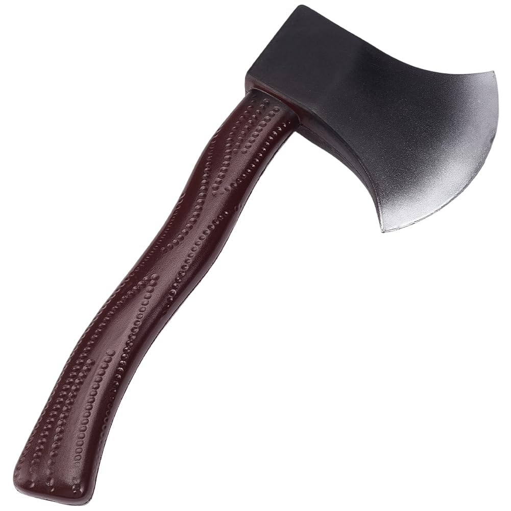 GORGECRAFT Realistic Small Axe Detachable Two-Piece Plastic Display Axe Brown Wood Look Plastic Hatchet Axe Props for Party for Adult Cosplay Stage Performance Decorative Use