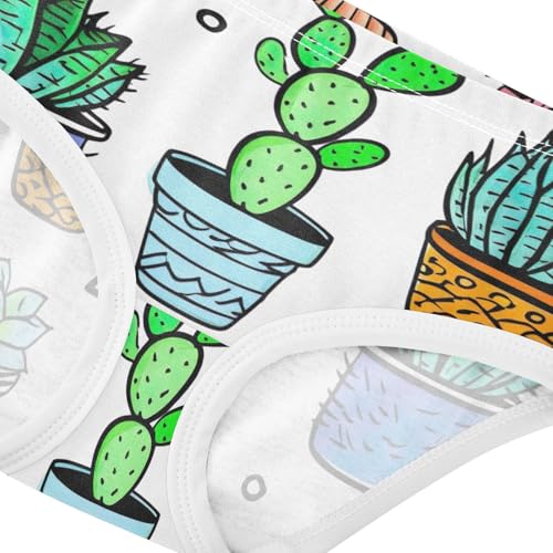 Toddler Girls Underwear 2t Cotton Little Girl Panties Fun Print Kids Briefs Undies Cacti Succulents White4