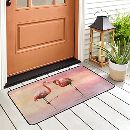 Pink Flamingos Bathroom Area Rugs Tropical Birds Romantic Love In Lake Bath Runner Floor Mat Washable Non-Slip Shower Carpet For Kitchen Living Room 39X20 Inch #TOP5