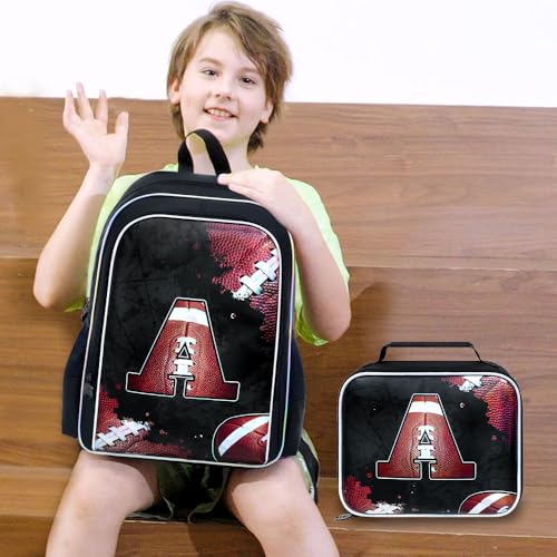 Image of AGSDON 3PCS Rugby Backpack for Boys, 17 inch Kids Bookbag Water Resistant and Lightweight with Lunch Box for Teen