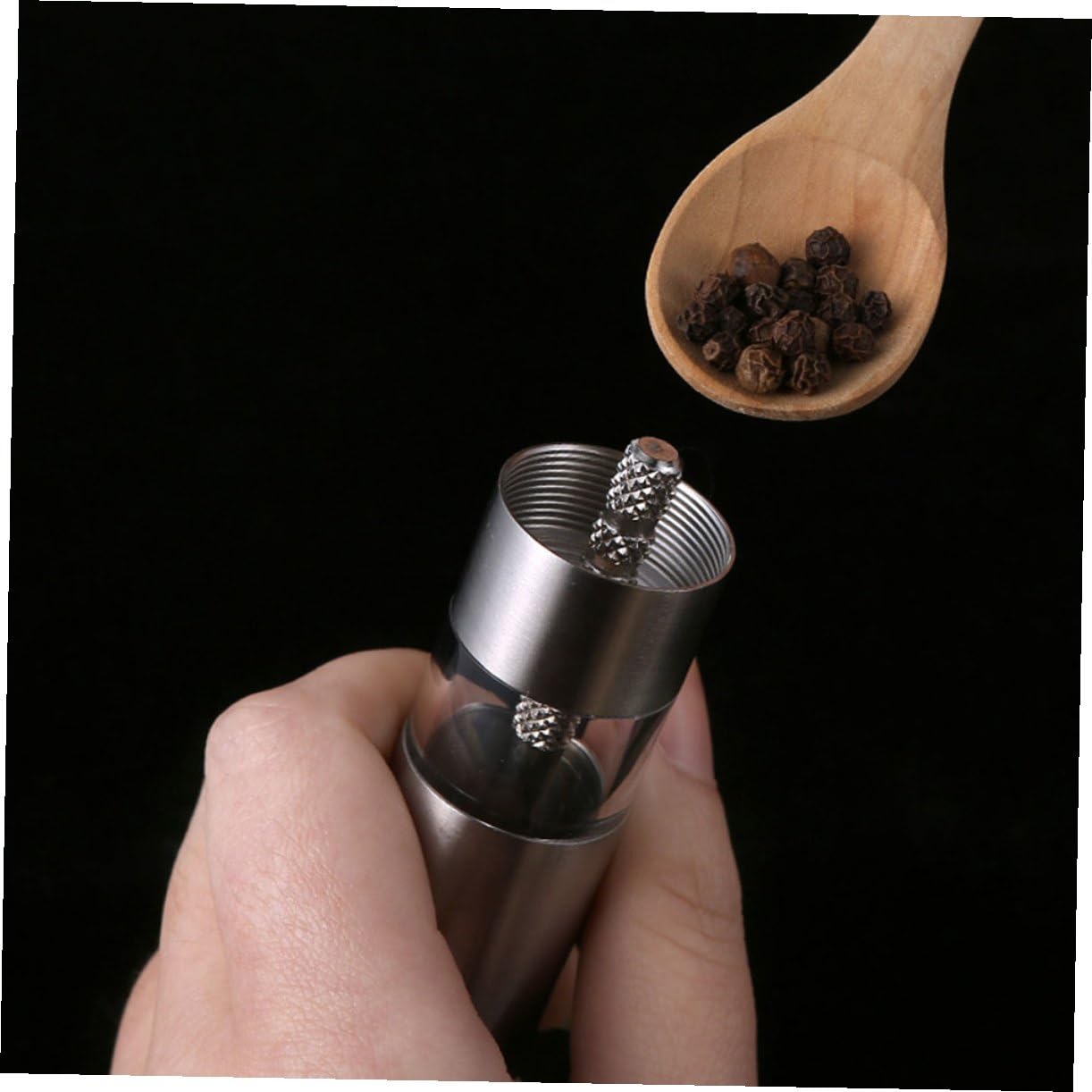 LALAFINA Manuelle Pfeffermühle für Präzises Würzen mit Push Bedienung aus Edelstahl und Modernem Design in Küche und Am Tisch