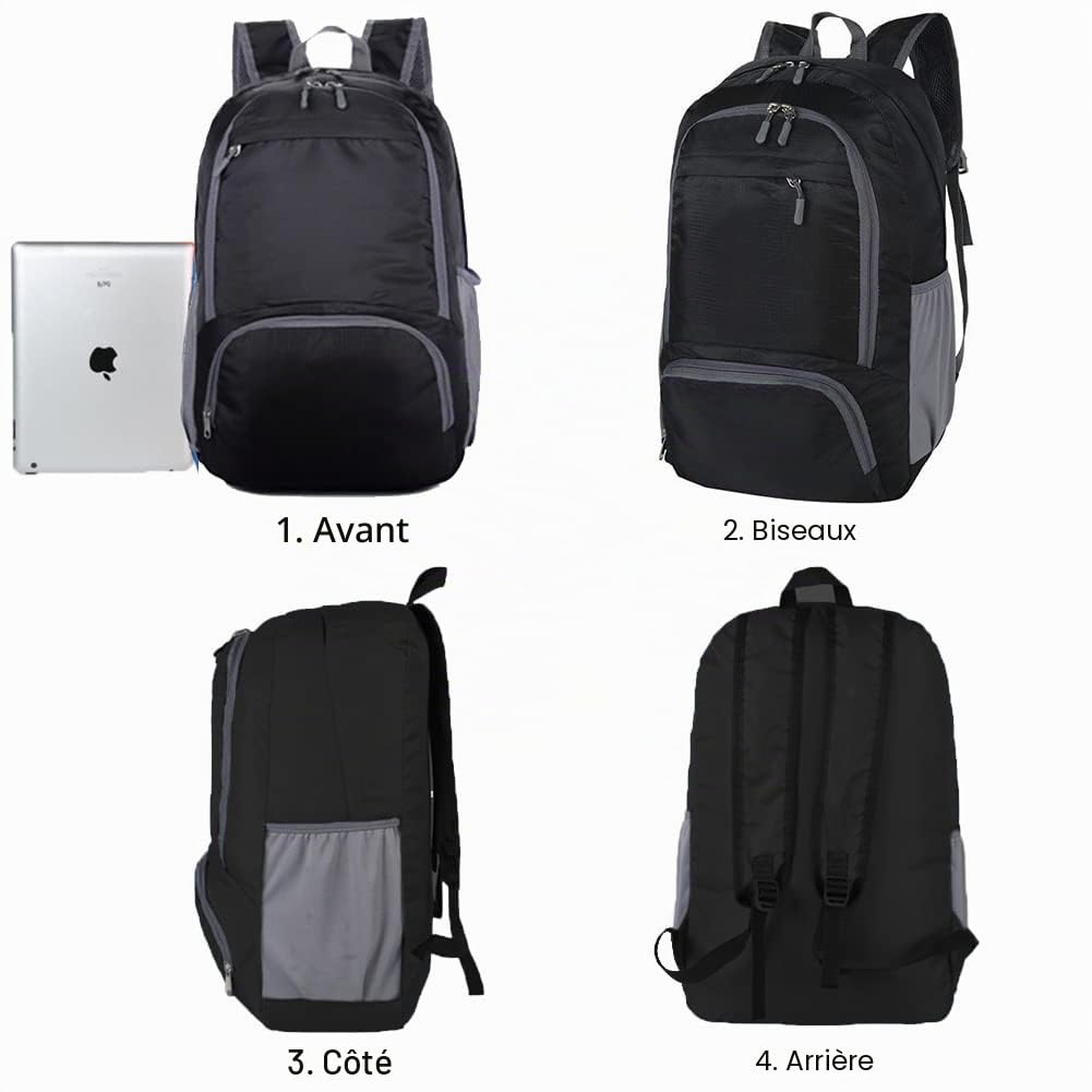 HYCOPROT Sac à Dos Ultra Léger Pliable 35L, Sac à Dos de Randonnée Petit Étanche Packable, Sac de Voyage Pour Homme Femme Camping Plein Air Vélo en Escalade