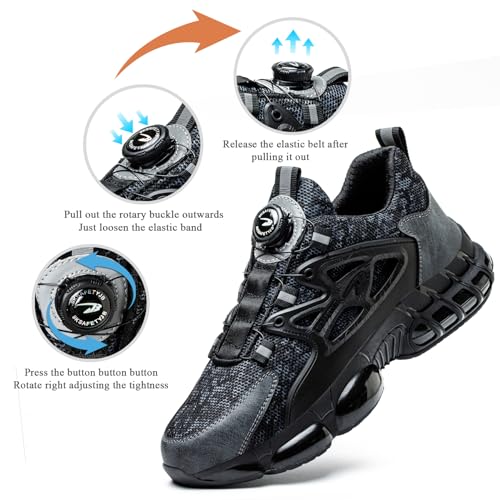 GemChve Steel Cap Safety Shoes, Black678, 8.5 UK - Image 4