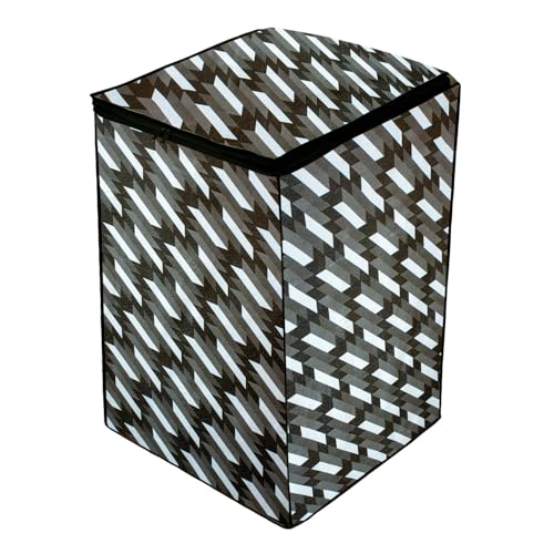 Image of Wings Star LG Top Load Washing Machine Cover for 6 kg, 6.2 Kg, 6.5 Kg, 7 Kg (58 X 58 X 88 cm) | Waterproof & Dust-Proof Top Loading Fully Automatic Washing Machine Cover for LG, (Black Grey) Polyester