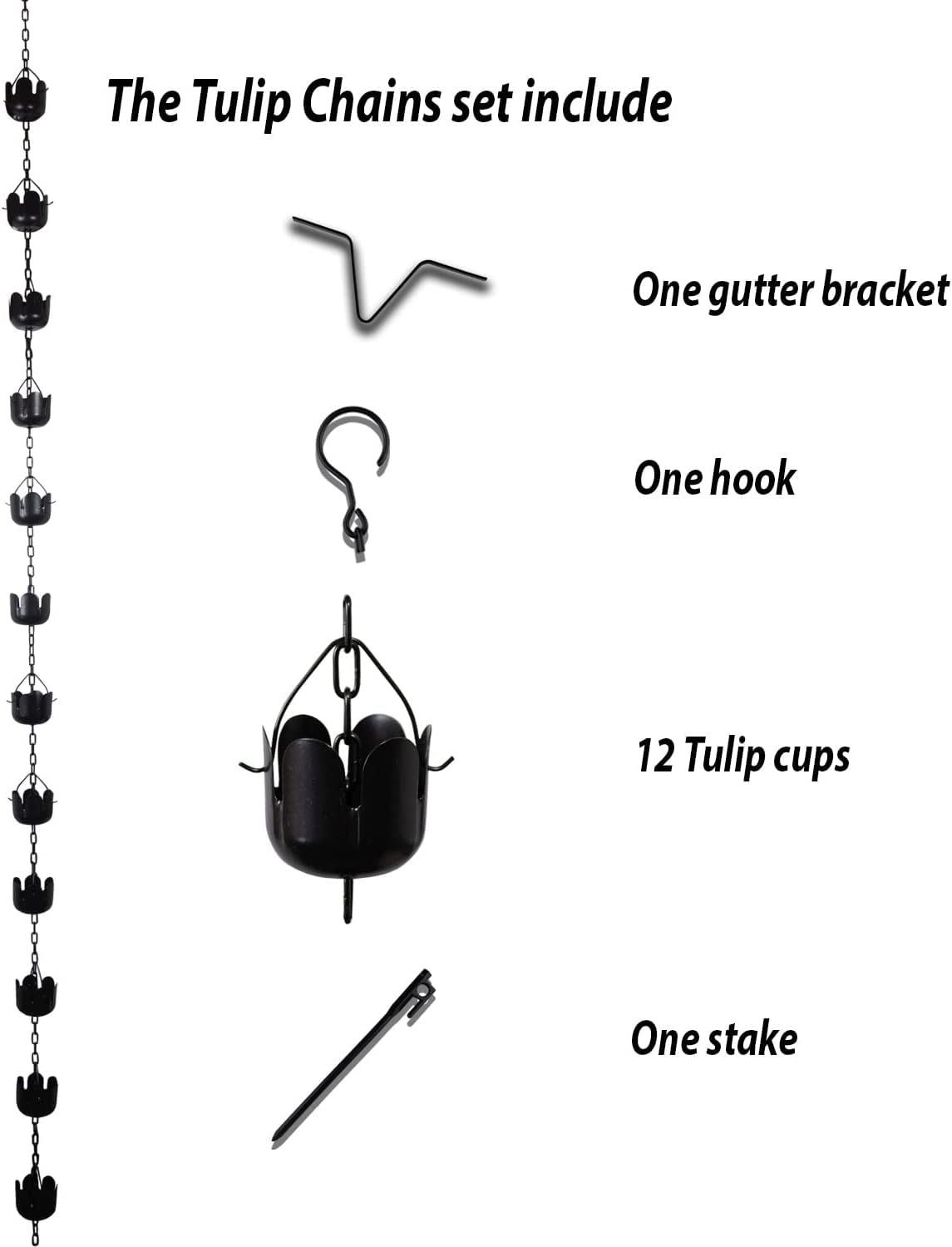 Amazon | 夢の行 レインチェーン チューリップの桶 12個 ブラック