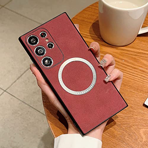Coque Samsung S22 antichoc rouge avec anneau magnétique de charge et béquille de support